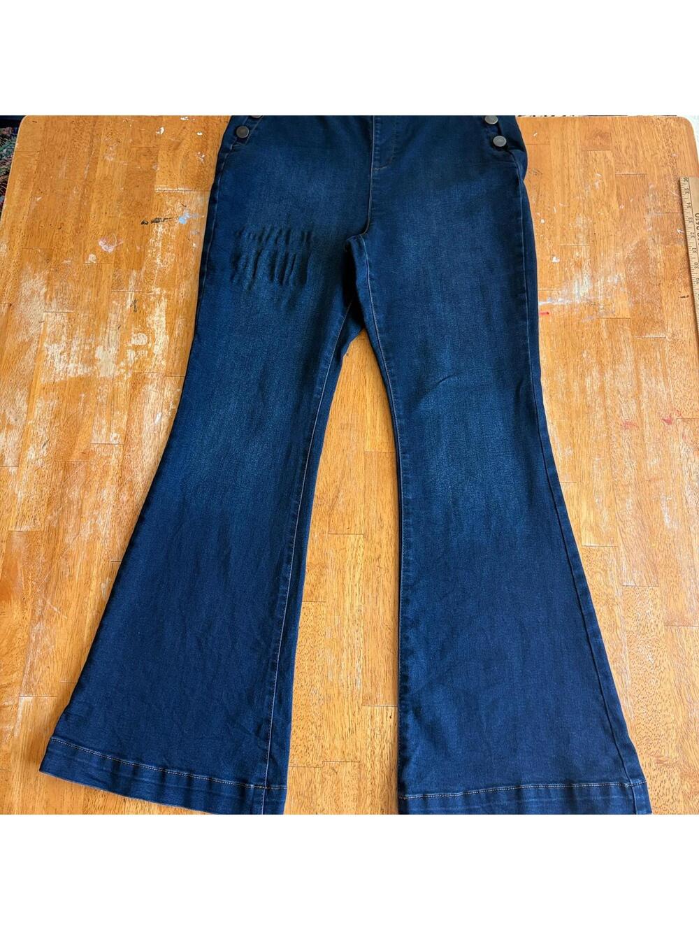 High Rise Flare Jeans INC International Concepts 14 Fits Like 31X31 Dark Wash - Picture 2 of 10